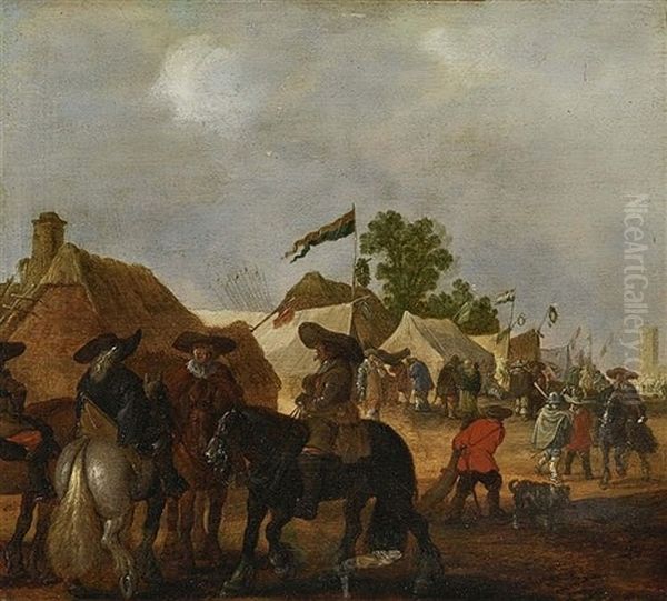 Camp Oil Painting by Jacob Matthias Weyer