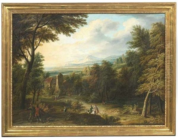 Weitlaufige Flusslandschaft Oil Painting by Jakob Christoph Weyermann