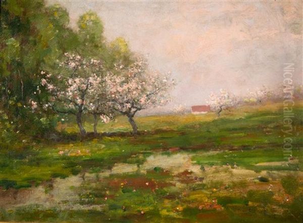 Apple Blossom Trees Oil Painting by Max Weyl