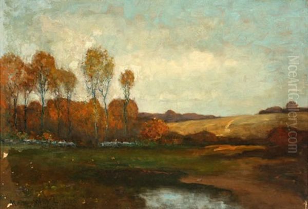 Autumn Landscape With Pond Oil Painting by Max Weyl