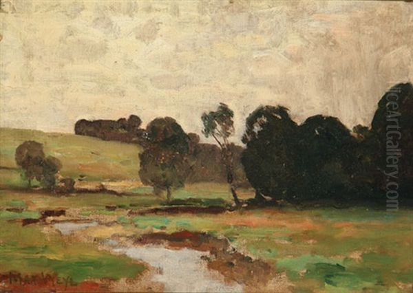 Landscape With Stream Oil Painting by Max Weyl