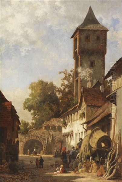 Suddeutsches Stadtchen Im Sommer Oil Painting by Karl Weysser