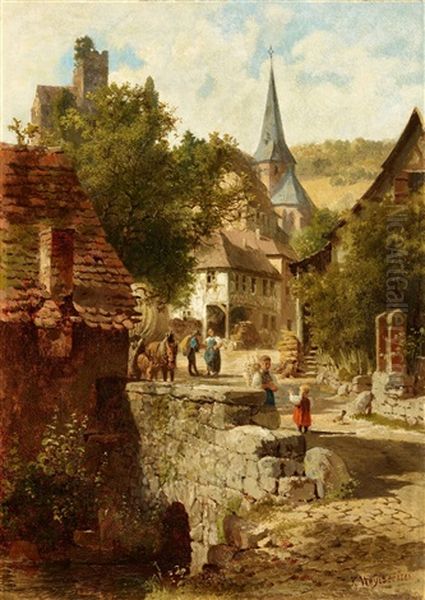 Neckarsteinach Oil Painting by Karl Weysser