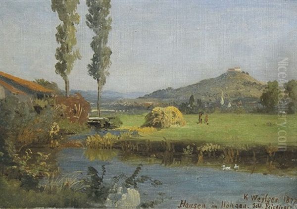 Bachlauf Bei Hausen Im Hegau, Im Hintergrund Schloss Friedingen Oil Painting by Karl Weysser