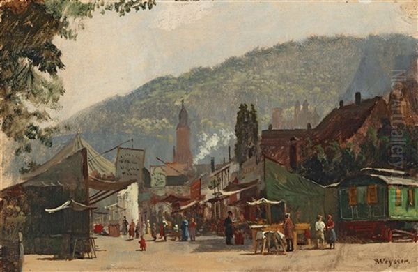 Autumn Fair On The Jubilaumsplatz In Heidelberg Oil Painting by Karl Weysser