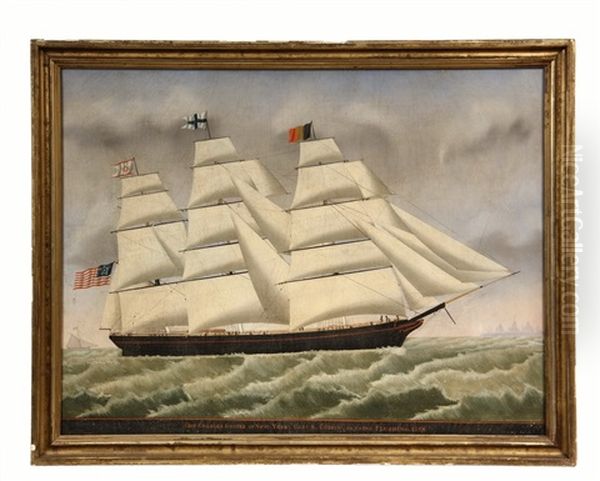 Ship Charles Cooper Of New York, Capt. R. Coffin. Passing Flushing Oil Painting by Carolus Ludovicus Weyts