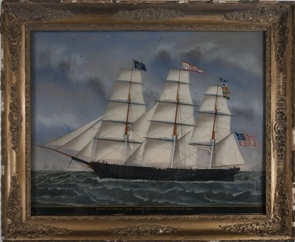 The Ship Tigress Of Boston, Capt. Albert Ryan, Passing Flushing Oil Painting by Carolus Ludovicus Weyts