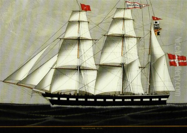 Skibsportraet Af -barken Helsingor- Oil Painting by Carolus Ludovicus Weyts