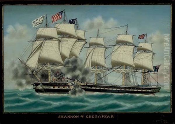 The Action Between "h.m.s. Shannon" And The "u.s.s. Chesapeake", 1st June 1813 Oil Painting by Petrus Cornelis Weyts