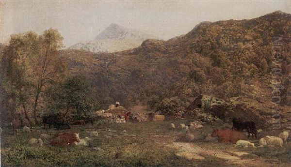 A Farmstead, North Wales Oil Painting by Henry Clarence Whaite