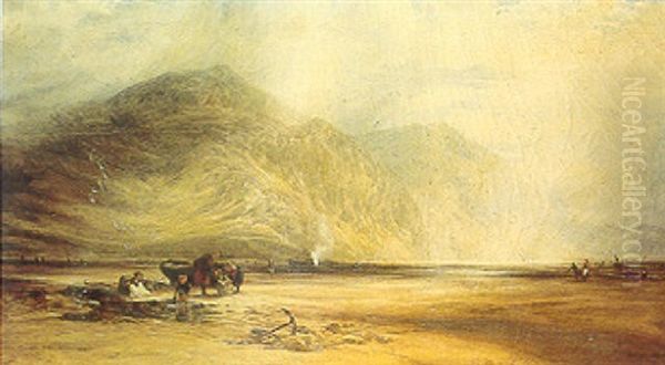 Conway Sands, Gathering Mussels Oil Painting by Henry Clarence Whaite