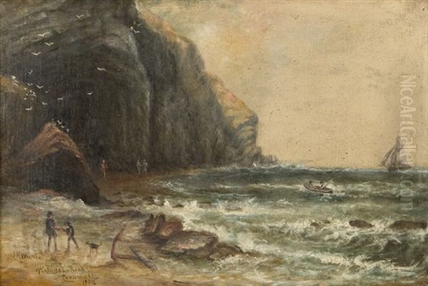 Tintagel Rock, Cornwall Oil Painting by John Hicks Whale