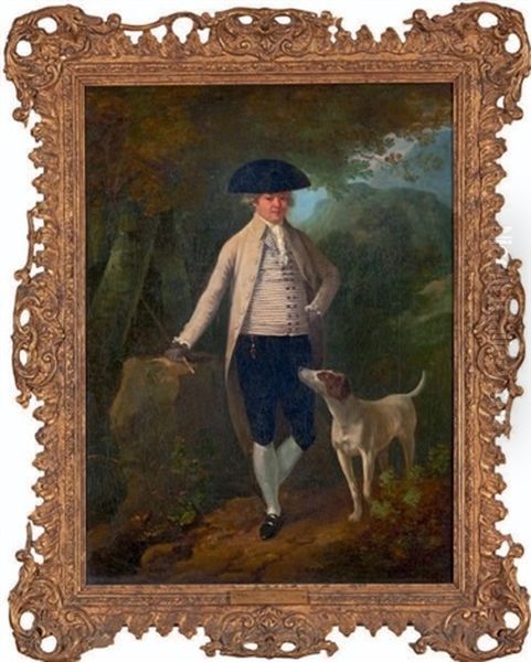 Portrait D'homme Debout Avec Son Chien Oil Painting by Francis Wheatley