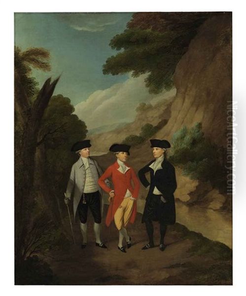 A Group Portrait Traditionally Identified As John Johnson, Mr. Croft And William Bentham Oil Painting by Francis Wheatley