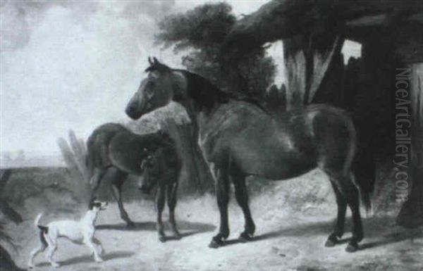 Mare And Colt Oil Painting by James Wheeler Of Bath