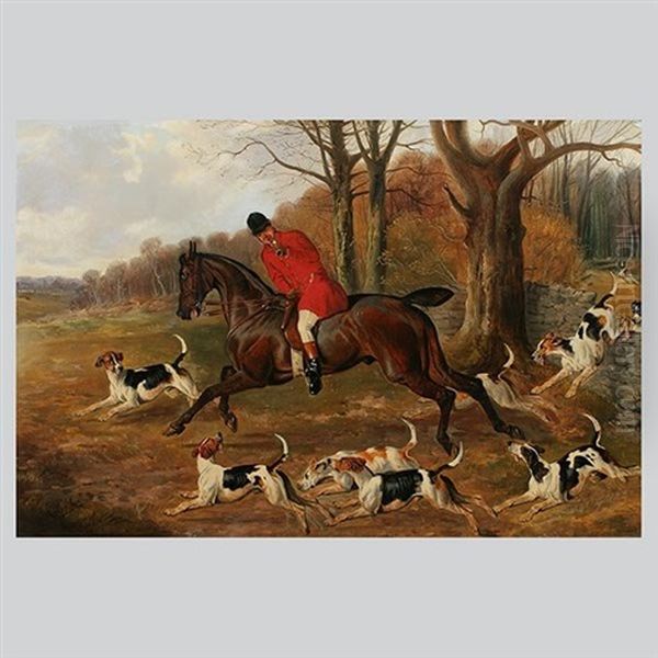 Huntsman And Hounds Oil Painting by Alfred Wheeler