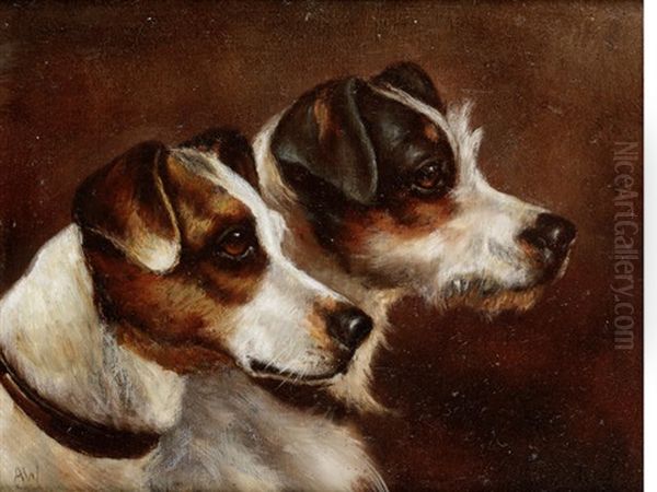 Two Terriers Oil Painting by Alfred Wheeler