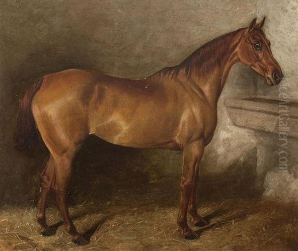 Chestnut Horse In A Stable Oil Painting by John Arnold Alfred Wheeler