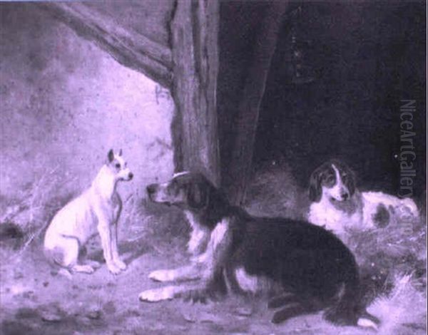 Setters In A Barn by John Frederick Wheeler