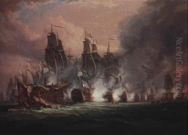 The Battle Of Trafalgar Oil Painting by C. John M. Whichelo