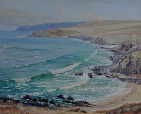 South Coast From The Bluff, Victor Harbour Oil Painting by George Whinnen