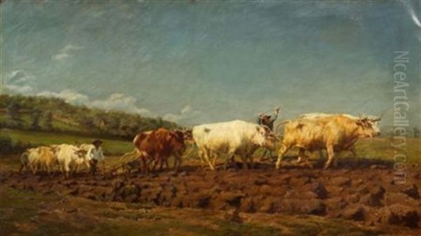 Spring Ploughing (after Rosa Bonheur) Oil Painting by Charles Ayer Whipple