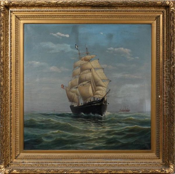 Ship At Sea Oil Painting by Seth Arca Whipple