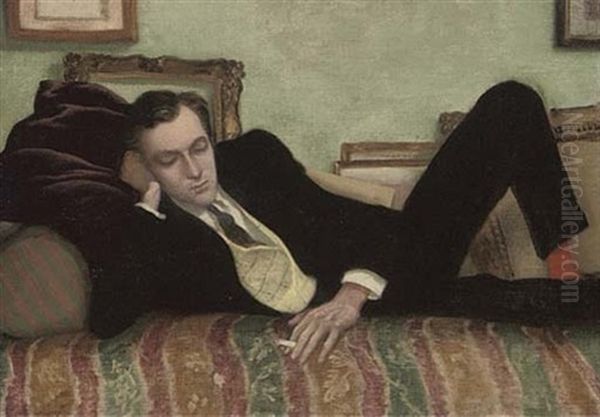 Cecil Beaton Reclining Oil Painting by Rex John Whistler