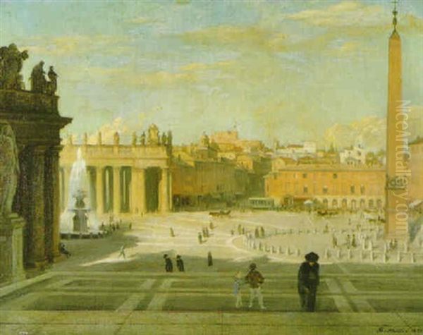 Piazza San Pietro, Rome Oil Painting by Rex John Whistler