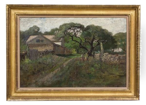 Reynolds Lane, Bristol (rhode Island) Oil Painting by George William Whitaker