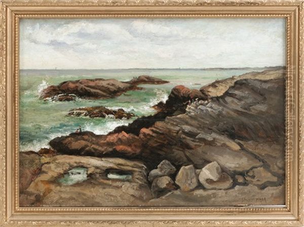 Whale Rock, Near Boathouse Oil Painting by George William Whitaker