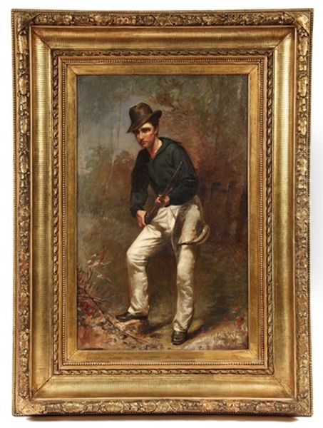 Portrait Of A Young Hunter Oil Painting by James Barnard Whitaker