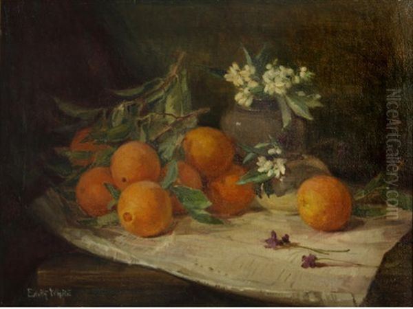 Oranges And Blossoms Oil Painting by Edith White