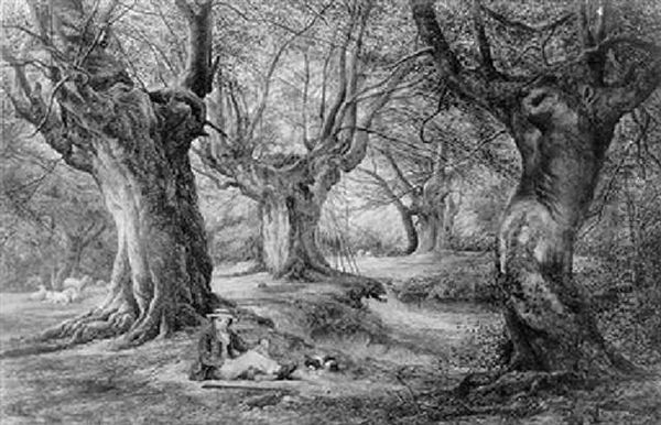 Burnham Beeches Oil Painting by George Harlow White