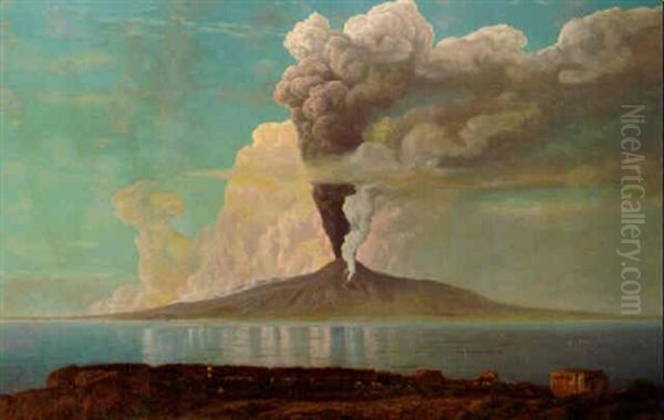 A View Of Mount Vesuvius Oil Painting by James Talmage White