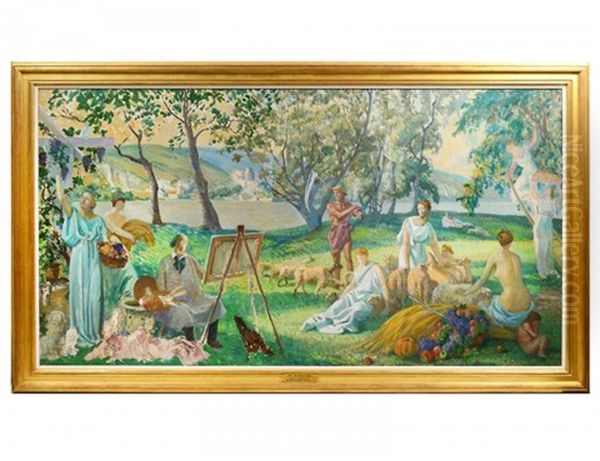 Study For The Mural Art And Agriculture At The Dept. Of Agriculture, Washington, D.c. Oil Painting by Thomas Gilbert White