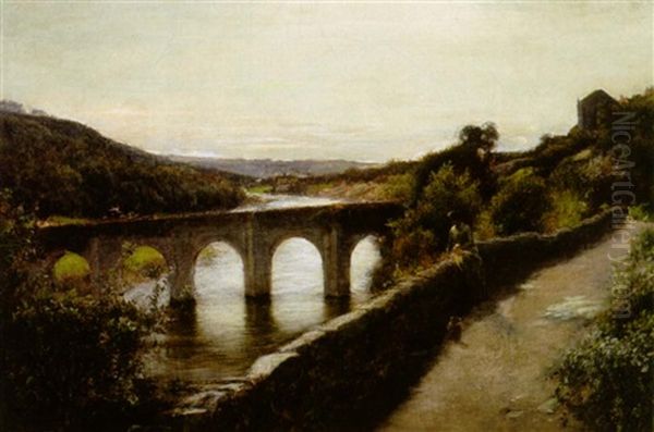 Gunnislake Bridge On The River Tamar, Cornwall by Thomas Gilbert White