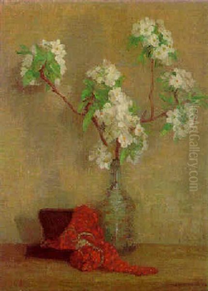 Still Life With White Flowers Oil Painting by Thomas Gilbert White