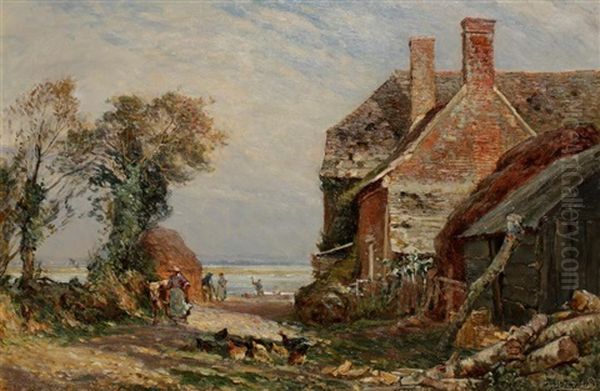 Cottages Of Poole Harbour Oil Painting by Frederick (William Newton) Whitehead