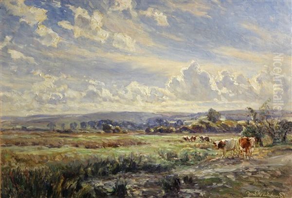 Meadowland In The Frome Valley, Dorset Oil Painting by Frederick (William Newton) Whitehead