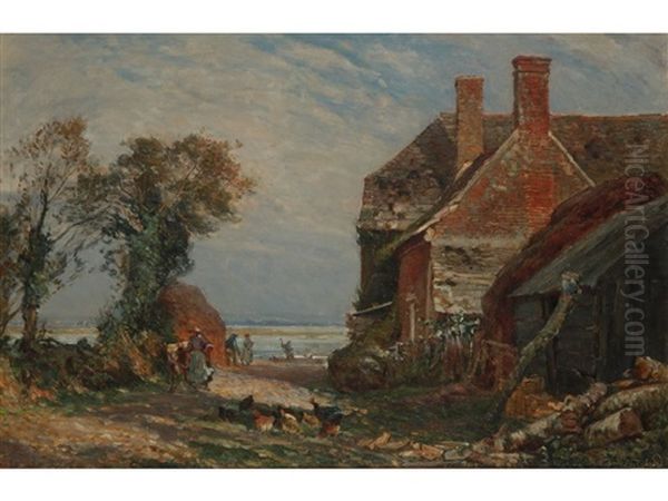 Cottages On Poole Harbour Oil Painting by Frederick (William Newton) Whitehead