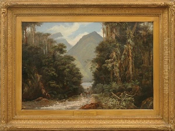 A White Pine Forest On Tiapo - West Coast Of New Zealand Oil Painting by Isaac Whitehead