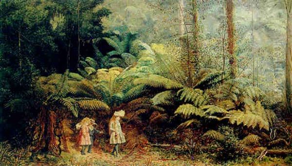 Children In A Forest Glade Oil Painting by Isaac Whitehead