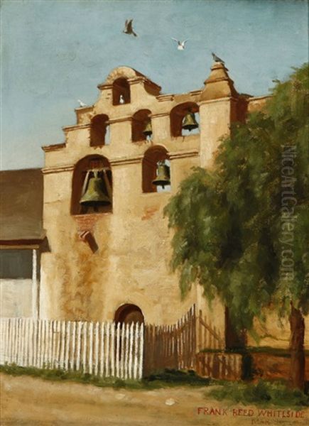 View Of San Gabriel Mission Bell Tower Oil Painting by Frank Reed Whiteside