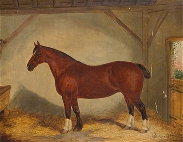 Caballo En El Establo Oil Painting by Richard Whitford Jr.