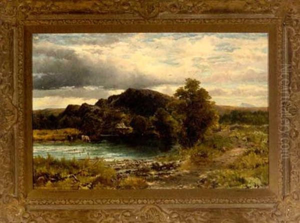 River Scene In North Wales Oil Painting by James William Whittaker