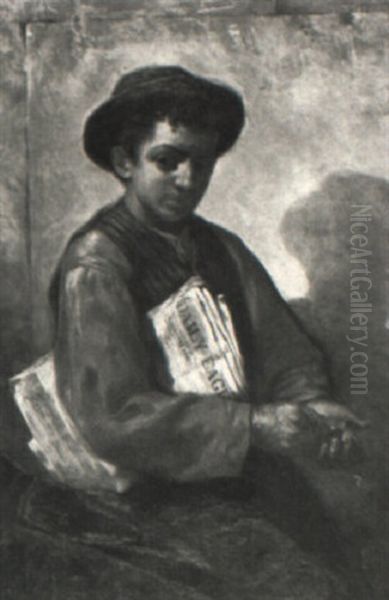 The Newsboy Oil Painting by John Bernard Whittaker