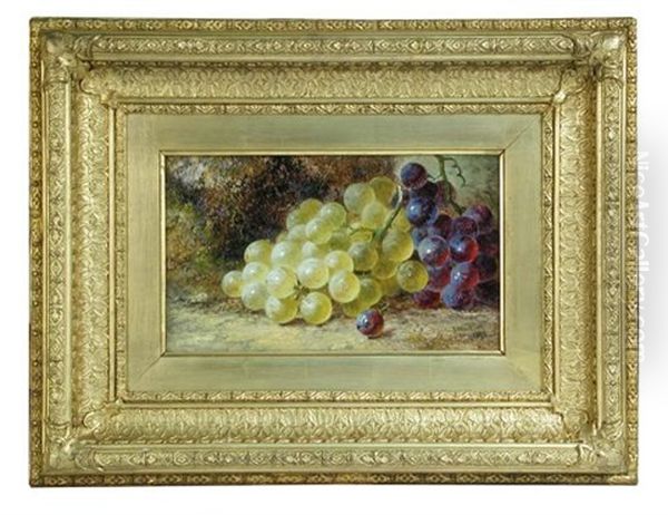 Still Life Of Plums; And Still Life Of White Grapes (a Pair) Oil Painting by Thomas Whittle the Elder