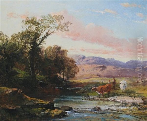 Cattle Grazing Oil Painting by Thomas Whittle the Younger