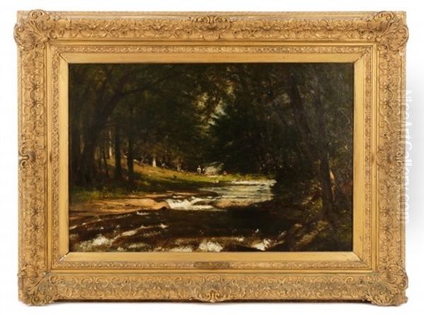 Blue Ridge Mountains Scene Oil Painting by Worthington Whittredge